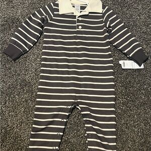 Carter's Charcoal and Cream Striped Footie